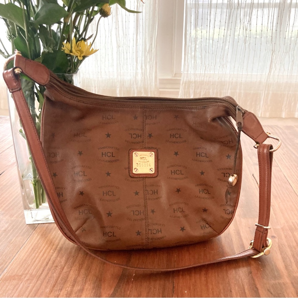 HCL Brown Shoulder Bag with Gold Accents